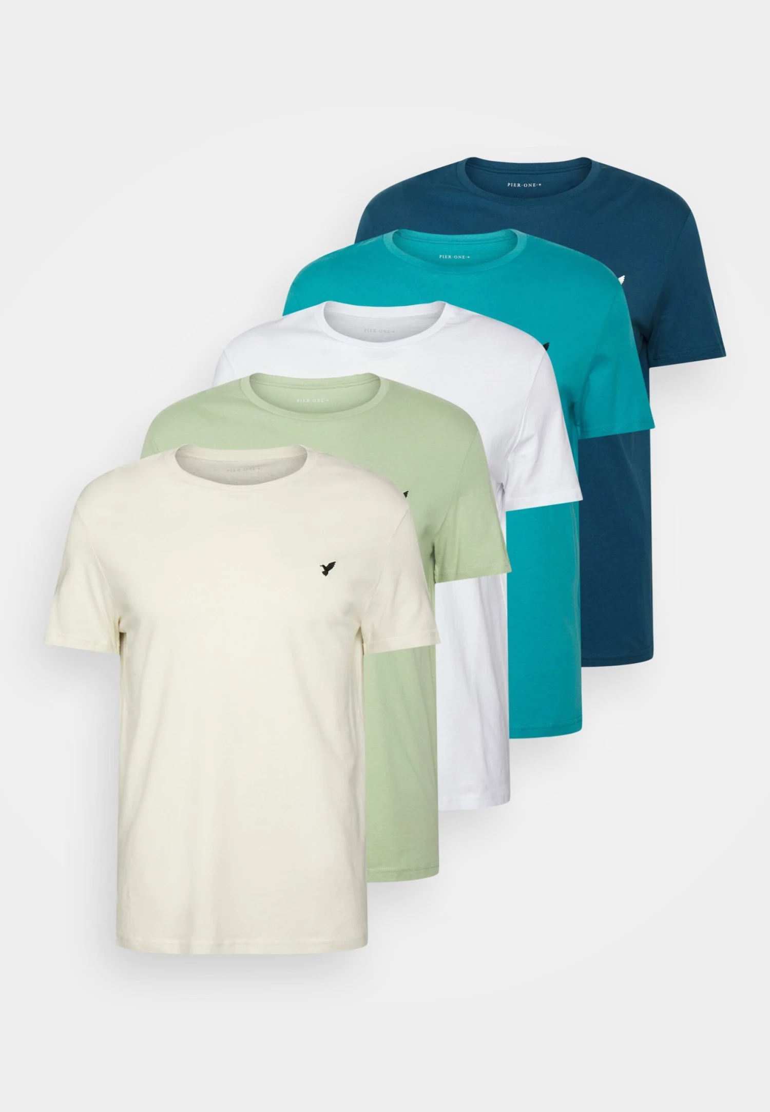 Pier One 5 Pack - T-Shirt Basic - White/Blue/Stone 9 Pier One 5 Pack - T-Shirt Basic - White/Blue/Stone - Afbeelding 7