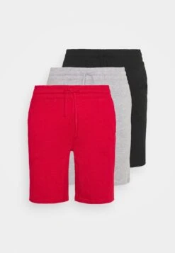 Pier One 3 Pack - Pyjamabroek - Black/Mottled Dark Grey/Red -Pier One Mannenmode 1018d5571e7c4e20970232840d5a3d54