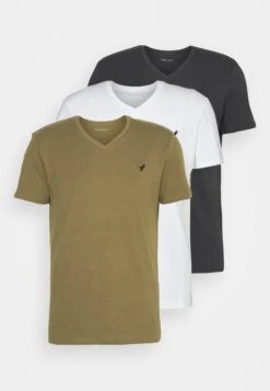 Pier One V Neck Bird Tonal 3 Pack - T-Shirt Basic - White/Dark Green/Black 14 Pier One V Neck Bird Tonal 3 Pack - T-Shirt Basic - White/Dark Green/Black -Pier One Mannenmode 27689eeb0035416d88bd562789582e8f