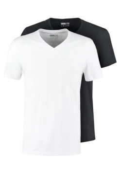 Pier One 2 Pack - T-Shirt Basic - White/Black -Pier One Mannenmode 7f713aa7d0cf4680ab0acb77eb634838