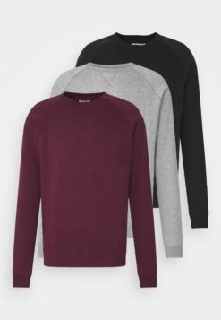 Pier One 3 Pack - Sweater - Bordeaux/Black/Grey