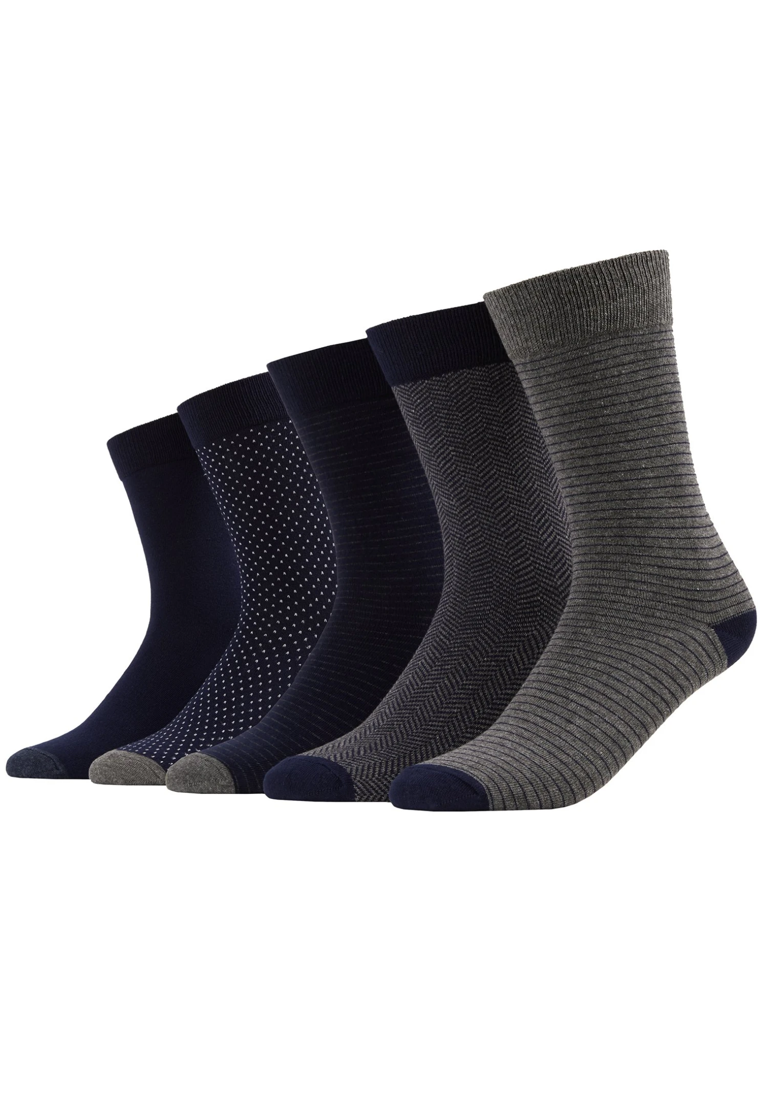 Pier One 5 Pack - Sokken - Dark Blue/Mottled Grey 3 Pier One 5 Pack - Sokken - Dark Blue/Mottled Grey