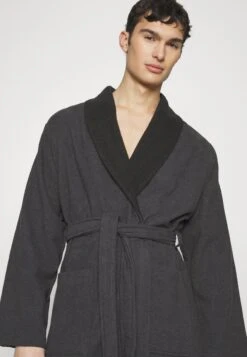 Pier One Shawl Towel Bathrobe - Badjas - Dark Grey -Pier One Mannenmode aedd72cbd7d04b83bcef8a6c104e08f9