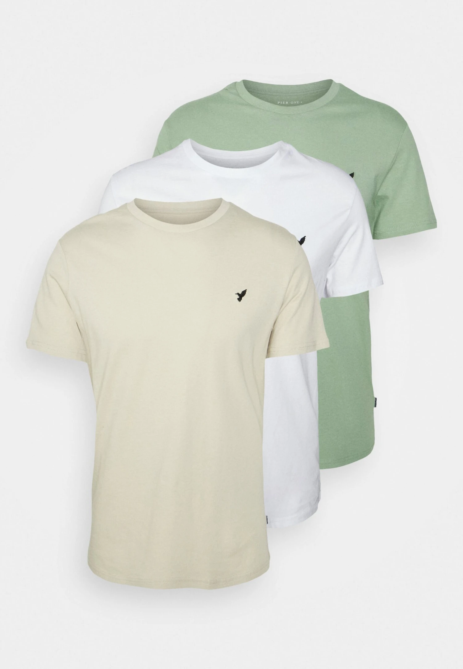 Pier One Birdie - T-Shirt Basic - White/Off-White/Green 3 Pier One Birdie - T-Shirt Basic - White/Off-White/Green