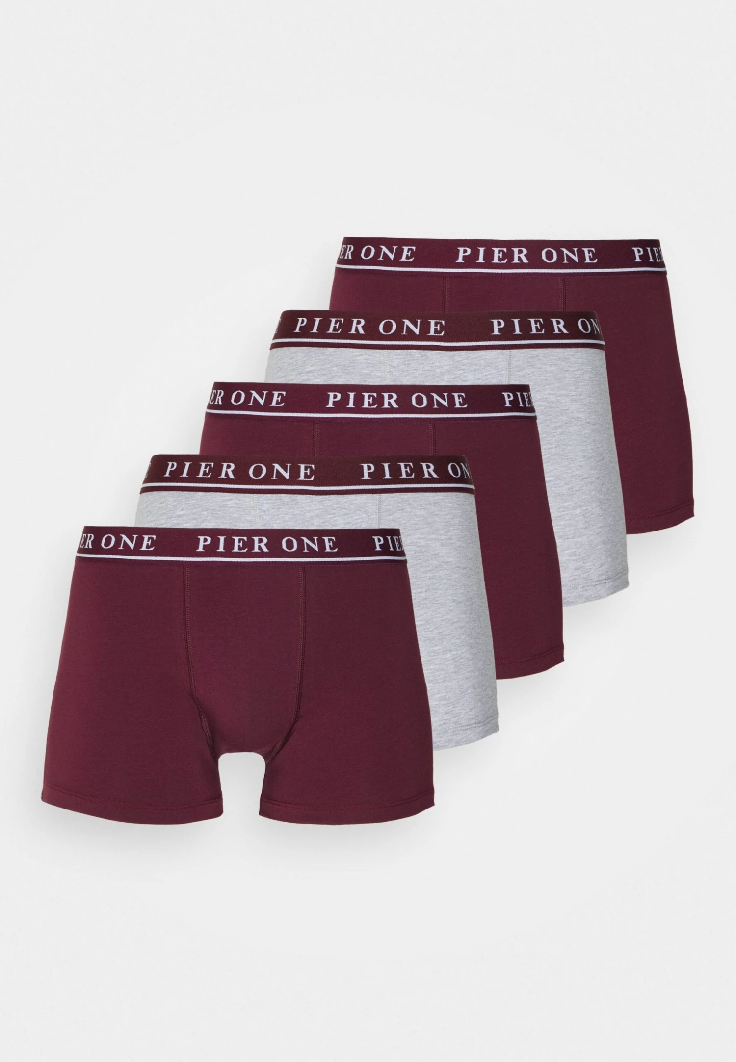 Pier One 5 Pack - Onderbroeken - Bordeaux/Mottled Grey 3 Pier One 5 Pack - Onderbroeken - Bordeaux/Mottled Grey