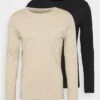 Pier One 2 Pack - Longsleeve - Beige/Black -Pier One Mannenmode d533123e775a492083ca7a6095e3993b