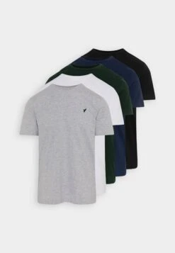 Pier One 5 Pack - T-Shirt Basic - White/Ark Green/Blue -Pier One Mannenmode ec9f5ea8a1c14a7d833423c8e43ff5c2
